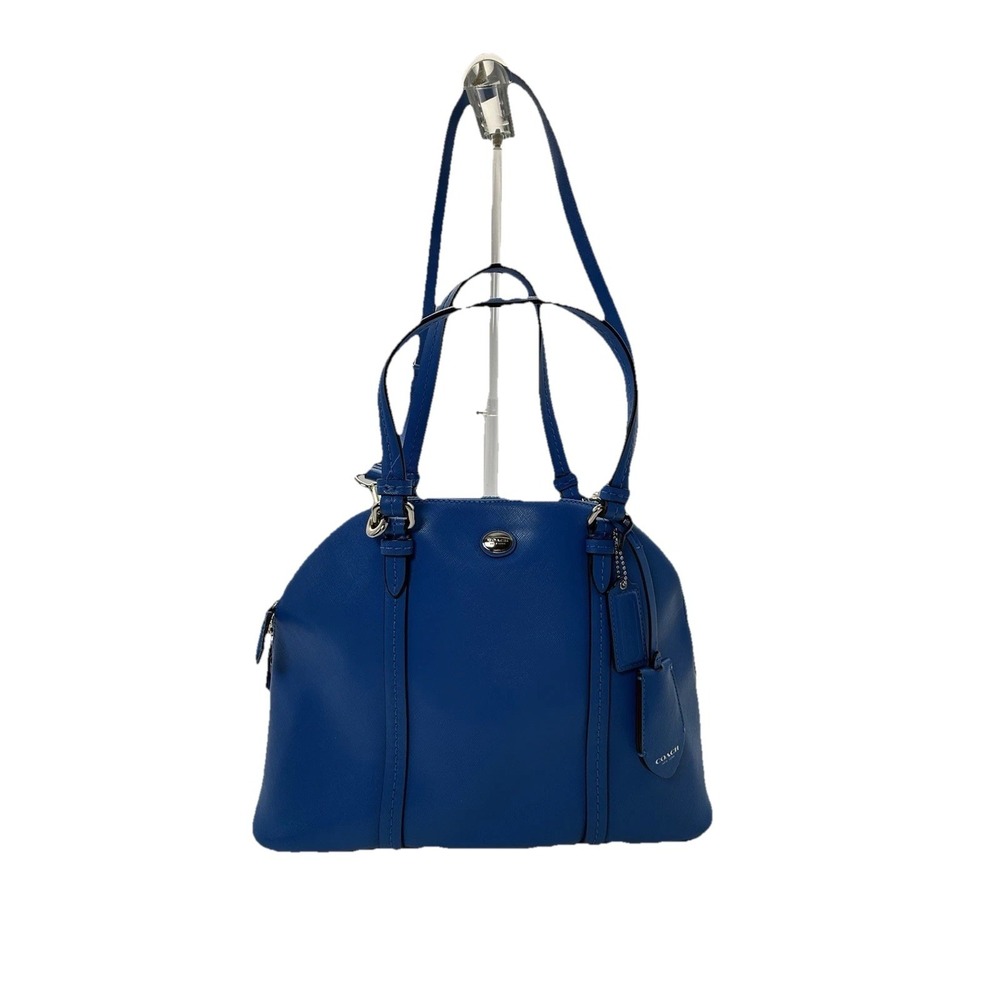 COACH PEYTON‎ LEATHER CORA DOMED SATCHEL F25671 SV/CERULEAN BLUE